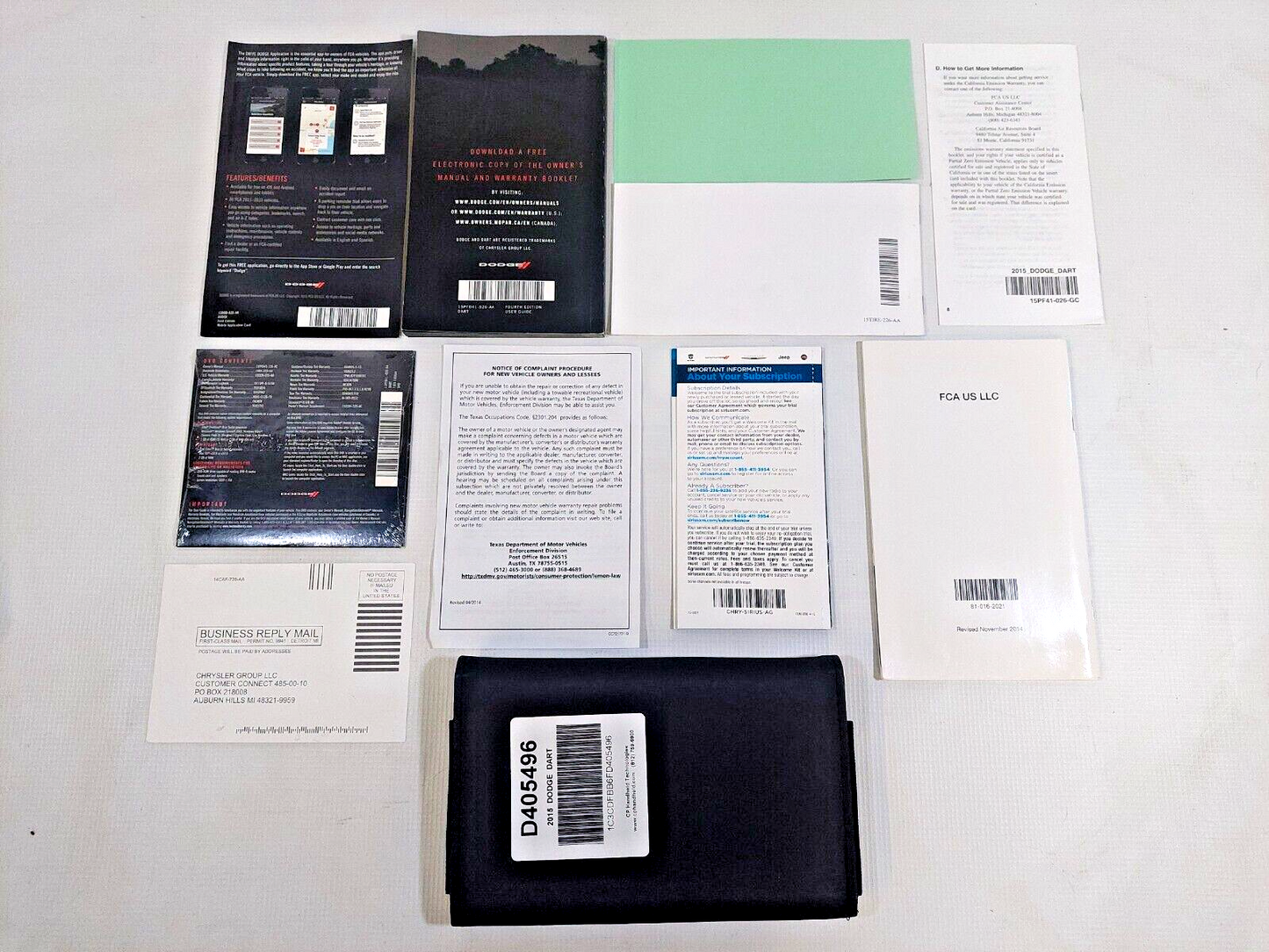 2015 15 DODGE DART OWNER'S MANUAL BOOK IN CASE/WALLET w/ FACTORY SEALED NEW DVD
