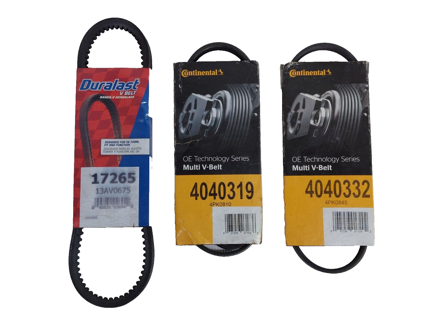 LOT OF 3 MULTI V-BELTS DURALAST CONTINENTAL BRAND NEW 13AV0675 4040319 4040332