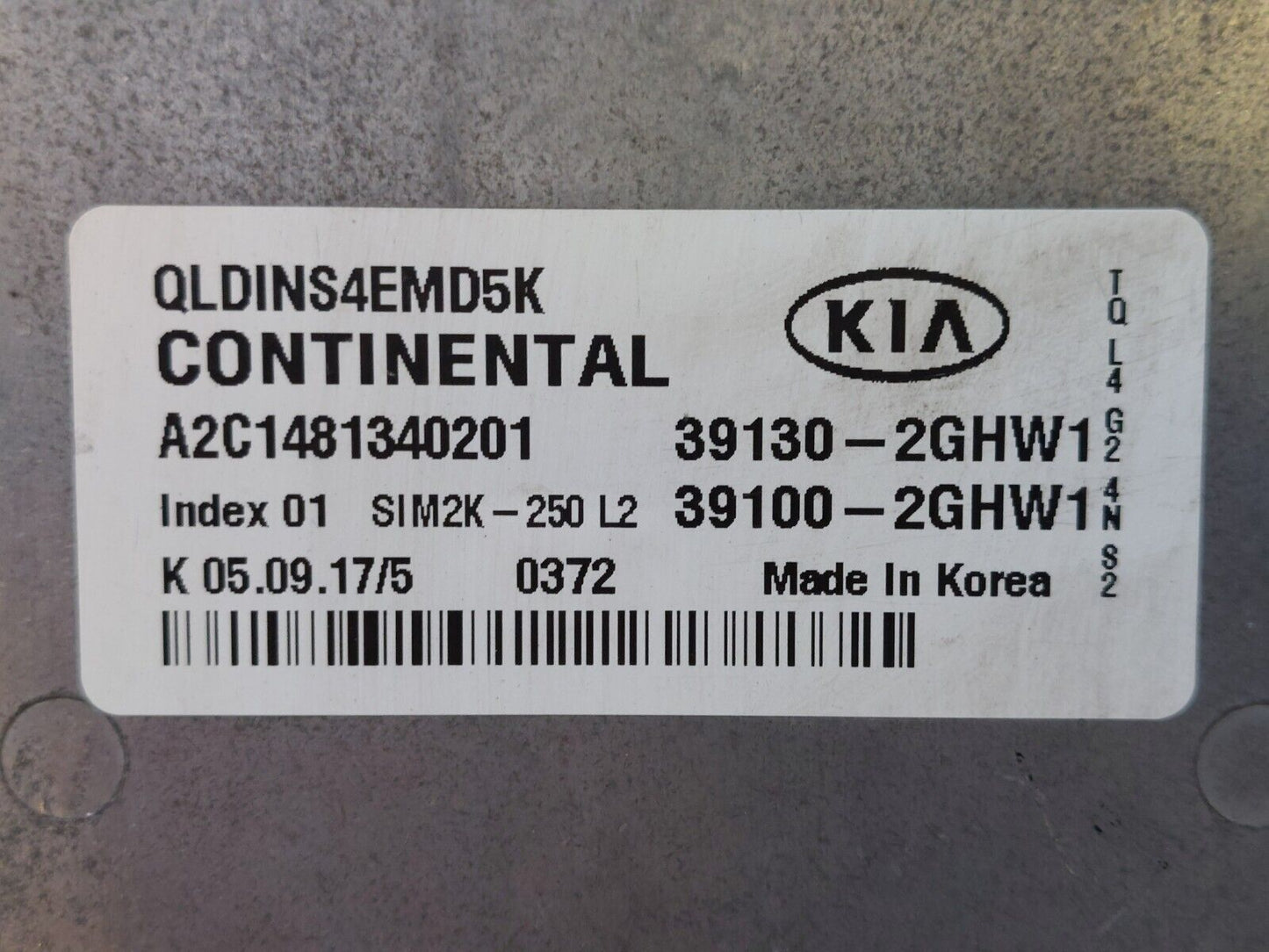 2017-2019 KIA SPORTAGE 2.4L ENGINE CONTROL MODULE COMPUTER ECU ECM 39130-2GHW1