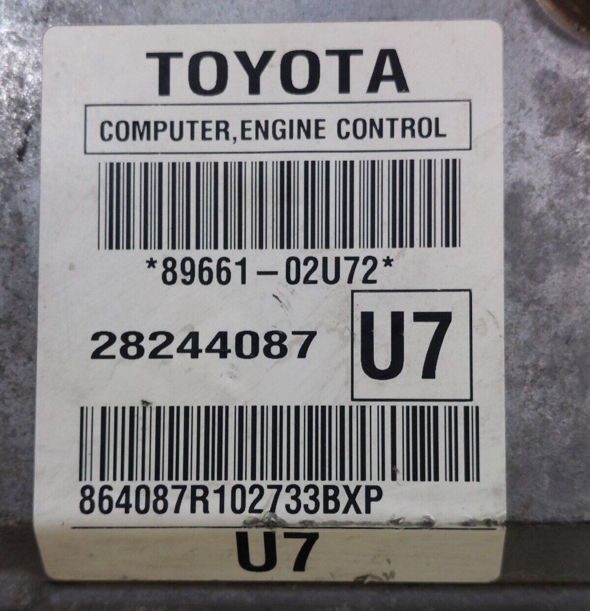 2009 TOYOTA COROLLA MATRIX ENGINE CONTROL MODULE COMPUTER ECM ECU 89661-02U72